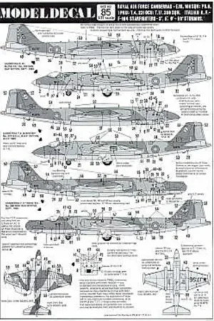 Koopje Sticker RAF EE Canberra E.15 WJ756/C-L 100 Squadron Canberra T.4 WJ879/BH 231 OCU Canberra T.17 WK111/EA 360 Squadron Canberra P