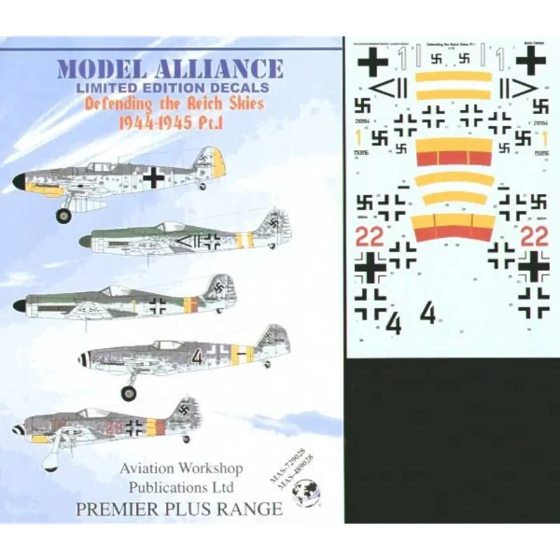 Sticker ML729028 Defending the Reich Part 1. (5) Messerschmitt Bf 109G White 1 9/JG 28 France 1944 Black 4 yellow/white/yellow t Speciale Aanbieding