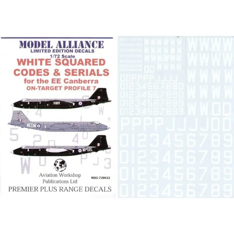 Gereduceerde Prijs Sticker White Squared Codes and Serials for BAC/EE Canberras (RAF codes/RAF code letters/RAF serial numbers)