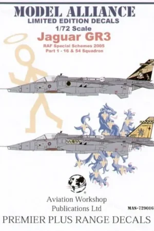 Sticker Sepecat Jaguar GR.3 Special schemes Part 1. (2) XX117 PA 16 Squadron 90th Anniversary 2005 black tail with gold markings Merkproduct