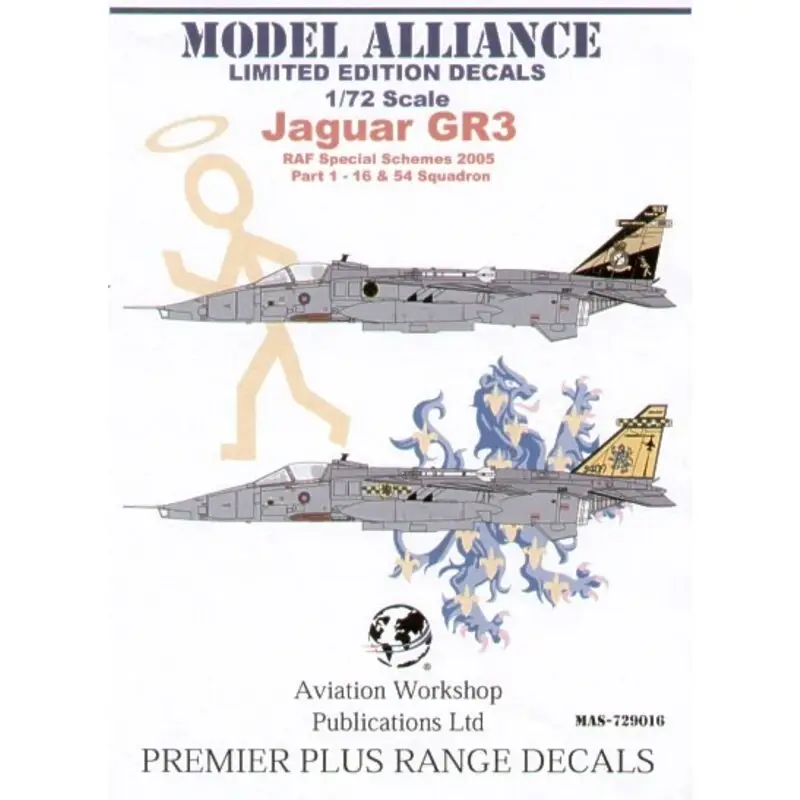 Sticker Sepecat Jaguar GR.3 Special schemes Part 1. (2) XX117 PA 16 Squadron 90th Anniversary 2005 black tail with gold markings Merkproduct