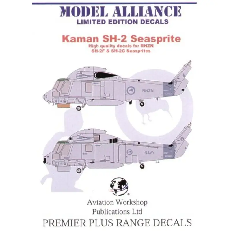 Gratis Retour Sticker Kaman SH-2F/G Royal New Zealand Navy Seasprites (6) NZ3441 NZ3442 NZ3443 NZ3444 NZ3601 and NZ3605. with large and small