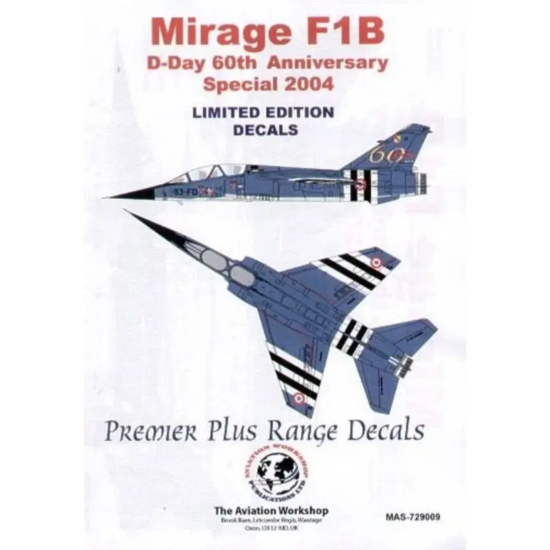 Sticker Dassault Mirage F.1B D-Day 60th Anniversary Special June 2004. 33-FD with black/white D-Day stripes Flitsaanbieding