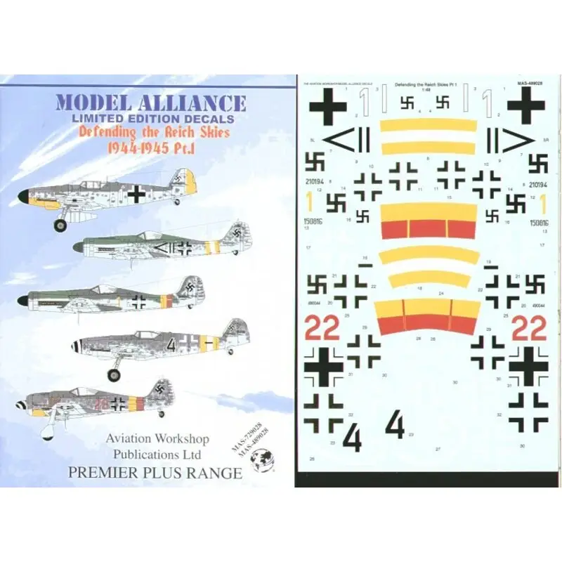 Sticker Defending the Reich Part 1. (5) Messerschmitt Bf 109G White 1 9/JG 28 France 1944 Black 4 yellow/white/yellow tail bands Voordeelprijs