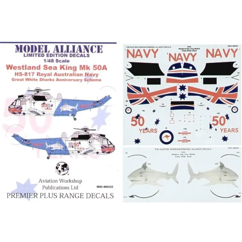 Speciale Aanbieding Sticker Sea King Mk.50A (1) Royal Australian Navy HS-817 Great White Shark 50 Anniversary