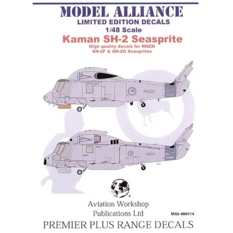 Sticker Kaman SH-2F/G Royal New Zealand Navy Seasprites (6) NZ3441 NZ3442 NZ3443 NZ3444 NZ3601 and NZ3605. with large and small Lage Prijs