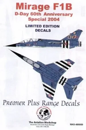Lage Prijs Sticker Dassault Mirage F.1B D-Day 60th Anniversary Special June 2004. 33-FD with black/white D-Day stripes