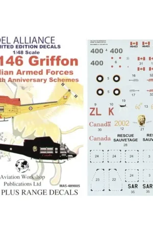 Superprijs Sticker CH-146 Griffon CanadianAF (2) 146493 417 Squadron SAR scheme overall yellow with red trim 146400 427 Squadron ZL-K 60th