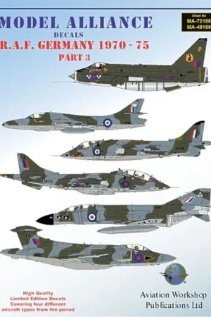 Sticker RAF Germany 1970-75 part 3. Hawker Hunter T.7A WV318 of 15 Squadron based at RAF Laarbach West Germany in 1975. Blackbur Merkproduct