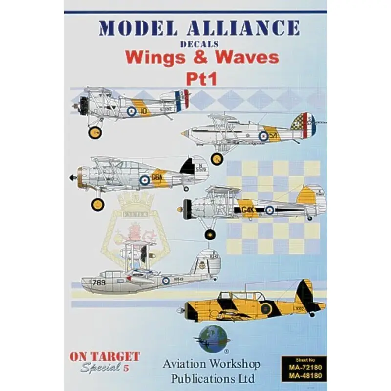 Sticker Wings & Waves Pt 1 (7) Walrus 1 K8343.769 718 Flt HMS Exeter 1937 L2236/G9U 712 Squadron HMS Cumberland 1939 Fairey Swor Populair