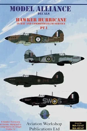 Sticker Hawker Hurricane in RAF and Commonwealth Service Pt 1 (9) Hawker Hurricane Mk.I L1570/D 3 Squadron 1938 L1568/S 73 Squad Merkproduct