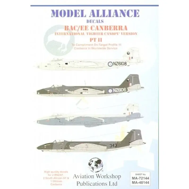 Lage Prijs Sticker BAC/EE Canberra B(I)12s with `Fighter Type′ canopies (5) NZ6108 14 Squadron RNZAF Singapore 1964 NZ6106 14 Squadron RNZA