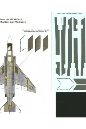 Sticker USN and USMC F-4 Phantom Dark Grey Fuselage and Wing Walkways Decal Snelle Levering