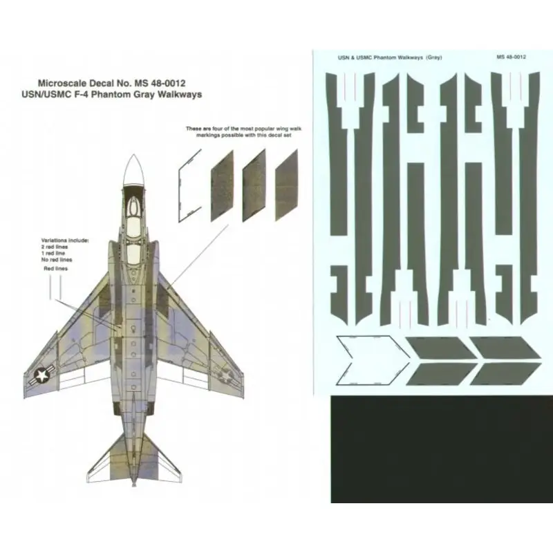 Sticker USN and USMC F-4 Phantom Dark Grey Fuselage and Wing Walkways Decal Snelle Levering