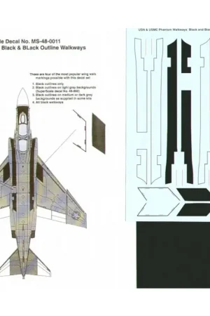 Actieprijs Sticker USAF F-4 Phantom Black and Black Outline Fuselage and Wing Walkways Decal