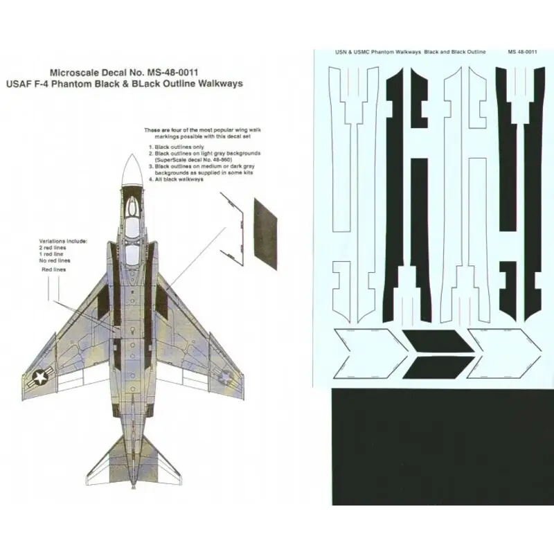 Actieprijs Sticker USAF F-4 Phantom Black and Black Outline Fuselage and Wing Walkways Decal