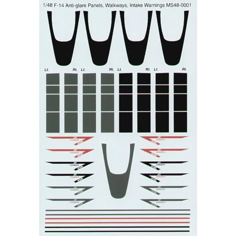 Sticker Grumman F-14 Tomcat Anti-glare panels black and grey wing walkways red black and grey intake warnings Actieprijs