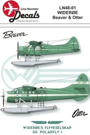 Beperkt Aanbod Sticker de Havilland Canada DHC-2 Beaver and de Havilland Canada DHC-3 Otter Wideroe. Includes masks for the windows (toebehoren