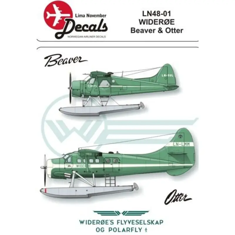 Beperkt Aanbod Sticker de Havilland Canada DHC-2 Beaver and de Havilland Canada DHC-3 Otter Wideroe. Includes masks for the windows (toebehoren