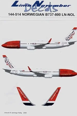 Beste Prijs Sticker Boeing 737-800 LN-NOL Norwegian with the 6000th tail motif. Decal