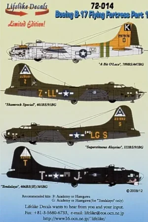 Gereduceerde Prijs Sticker Boeing B-17F/Boeing B-17G Flying Fortress Part 1 8th Air Force Decal