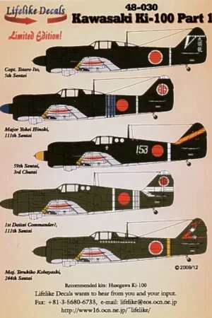Sticker Kawasaki Ki-100 Hien part 1 Decal Betaalbaar