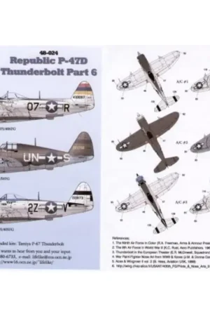 Gecertificeerd Sticker Republic P-47D Thunderbolt Noseart (3) Razorback 42-22762 UN-S 63FS/56FG Lt Samuel Stamps `Tinkle′ Bubble 44-33087 O7-R