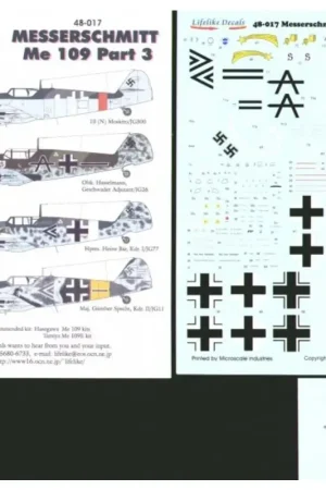 Sticker Messerschmitt Bf 109E/G Part 3. (4) E Black A+- Oblt Hesselmann JG/26 France 1940 RLM 02/71/65 G White 1 10(N) MosKito/J Veilige Betaling