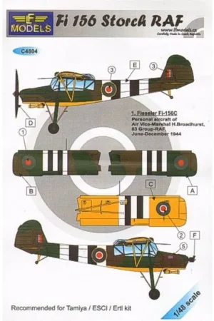 Sticker Fieseler Fi 156 Storch RAF Decal Finale Uitverkoop