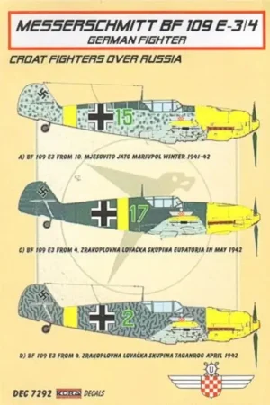 Hete Deal Sticker Messerschmitt Bf 109 E-3/4 (Croatian Air Legion) Decal