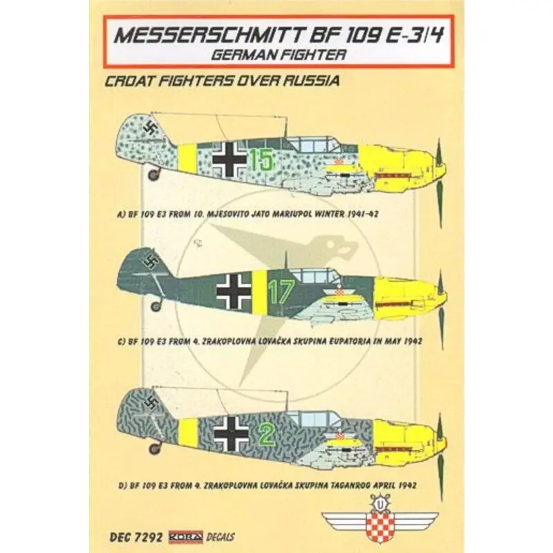 Hete Deal Sticker Messerschmitt Bf 109 E-3/4 (Croatian Air Legion) Decal
