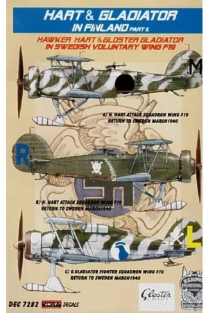 Tijdelijk Beschikbaar Sticker Hawker Hart and Gloster Gladiator Mk.II on skis. Decals Finland. Swedish Voluntary Wing F19 part 2