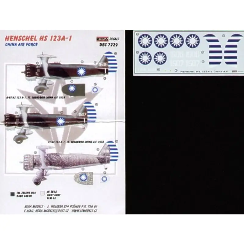 Sticker Henschel Hs 123A-1 Chinese Air Force (toebehoren voor modelbouwsets van Avis) Goedkoop