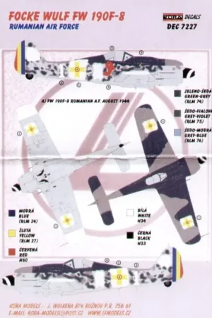 Sticker Focke Wulf Fw 190F-8 Romanian Air Force Decal Uitverkoop