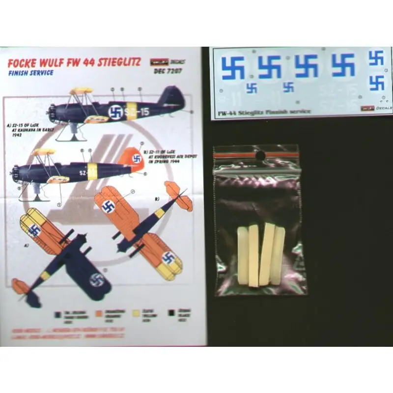 Finale Uitverkoop Sticker KORD7207 Focke Wulf Fw 44 Stieglitz in Finnish service Includes resin skis Decal