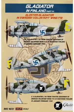 Sticker Gloster Gladiator Mk.II on skis. Decals Finland. Swedish Voluntary Wing F19 part 4 Favoriet