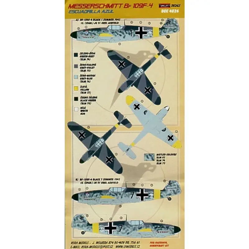 Flitsaanbieding Sticker Messerschmitt Bf 109F-4 Escuadrilla Azul