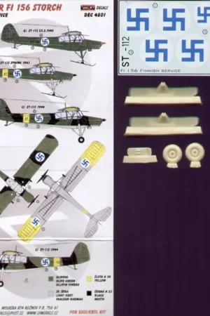Sticker Fieseler FI 156K-1 Storch (Finnish Service) with skis and wheels (toebehoren voor modelbouwsets van Esci and Tamiya) Beste Prijs