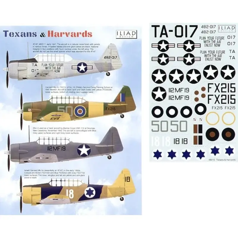 Fabrieksprijs Sticker Texans and Harvards (4) North American AT-6F 482017 TA-017 `Plan Your Future with the AAF Enlist Now Harvard Mk.IIb FX21