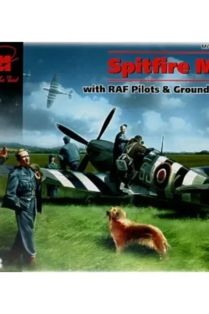 Actieprijs Supermarine Spitfire with Pilots Ground crew airfield equipment and a dog Schaalmodel