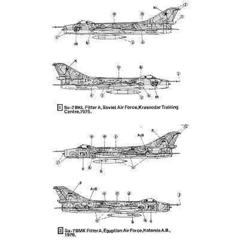 Sticker Sukhoi Su-7BKL/BMK Fitter A (7) Red 57 Soviet Air Force 1975 Egyptian Air Force 1976 Egyptian Air Force Ramadan War 1973 Betrouwbaar
