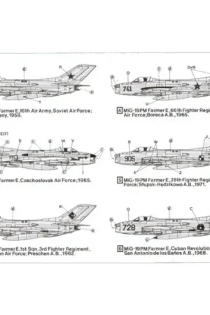 Speciale Aanbieding Sticker Mikoyan MiG-19PM Farmer C (6) Red 04 Czech Air Force 1965 Red 335 East German Air Force 1962 Red 741 Romanian Air Force