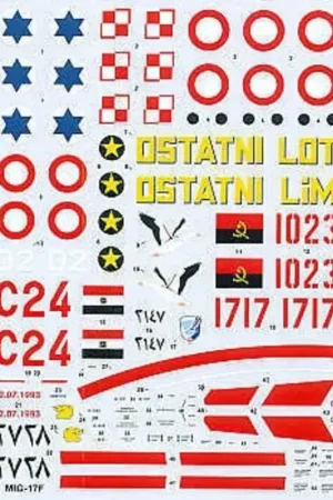 Express Levering Sticker Mikoyan MiG-17F/LIM-5 Fresco C. (6) Poland Red 17 45th Experimental AS Last Flight-Last LiM 12/7/93 Red 1023 61st Traini
