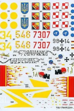 Sticker Sukhoi Su-17M/22 M4 Fitter K (4) Red 7307 6th FB Regt. Polish Air Force Yellow 34 827 Ind. reconnaissance Av. Regt. Ukar Laatste Versie