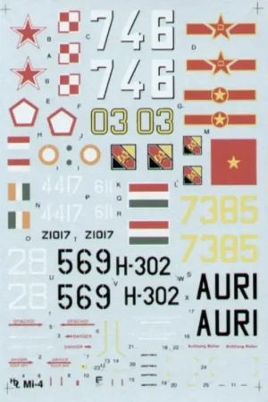 Sticker Mil MI-4 Hound (9) Yellow 03 Soviet Air Force 1965 White 611 Ploish Air Force 1975 White 746 E. Geramn Air Force 1968 Bl Gratis Retour