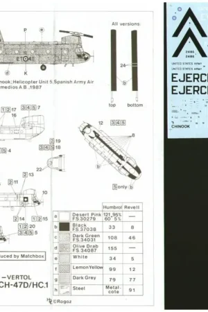 Merkproduct Sticker Chinook (toebehoren voor modelbouwsets van Hobbycraft) 1/Boeing CH-47 (5) RAF ZA673 240OCU ZA707 7 Squadron Special Ops