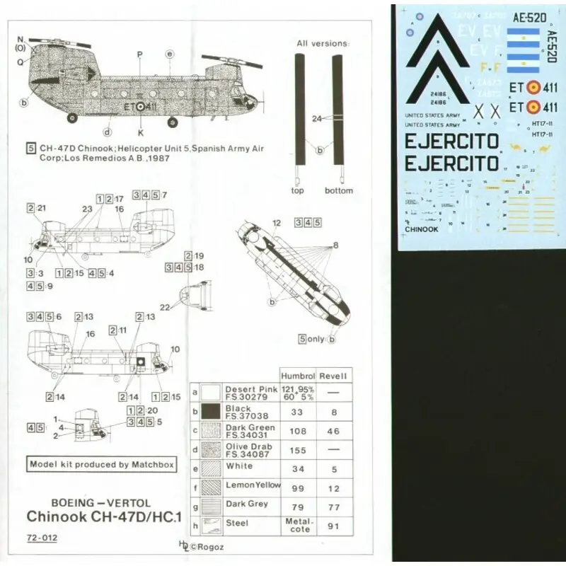 Merkproduct Sticker Chinook (toebehoren voor modelbouwsets van Hobbycraft) 1/Boeing CH-47 (5) RAF ZA673 240OCU ZA707 7 Squadron Special Ops