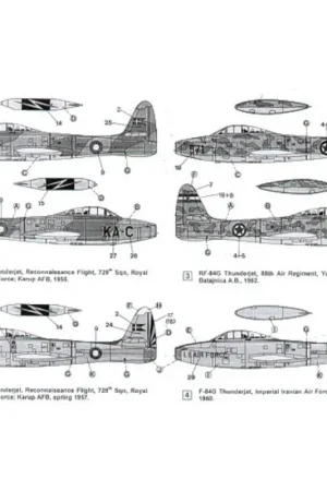 Goedkoop Sticker Republic RF-84G Thunderjet (4) KA-C Reconnaissance Flt 729 Squadron Royal Danish Air Force 1955 camouflage No 571 88Air
