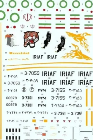 Sticker Northrop F-5E Tiger II Islamic Iranian Air Force (4) 3-7059 21 TFS TFB.2 Tabriz 1985 - credited with at least 3 kills du Actieprijs