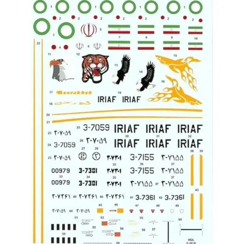 Sticker Northrop F-5E Tiger II Islamic Iranian Air Force (4) 3-7059 21 TFS TFB.2 Tabriz 1985 - credited with at least 3 kills du Actieprijs